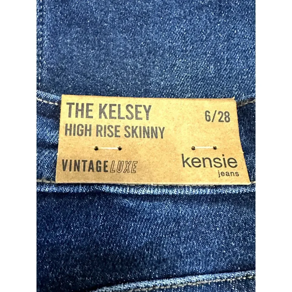 Kensie Jeans High-Rise Skinny Trendy Raw Hem Solid Denim Blue Women's 6/28 NWT